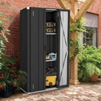 AECOJOY Outdoor Storage Cabinet for Garden & Patio, a Metal Organizer with Doors and Shelves in Gray
