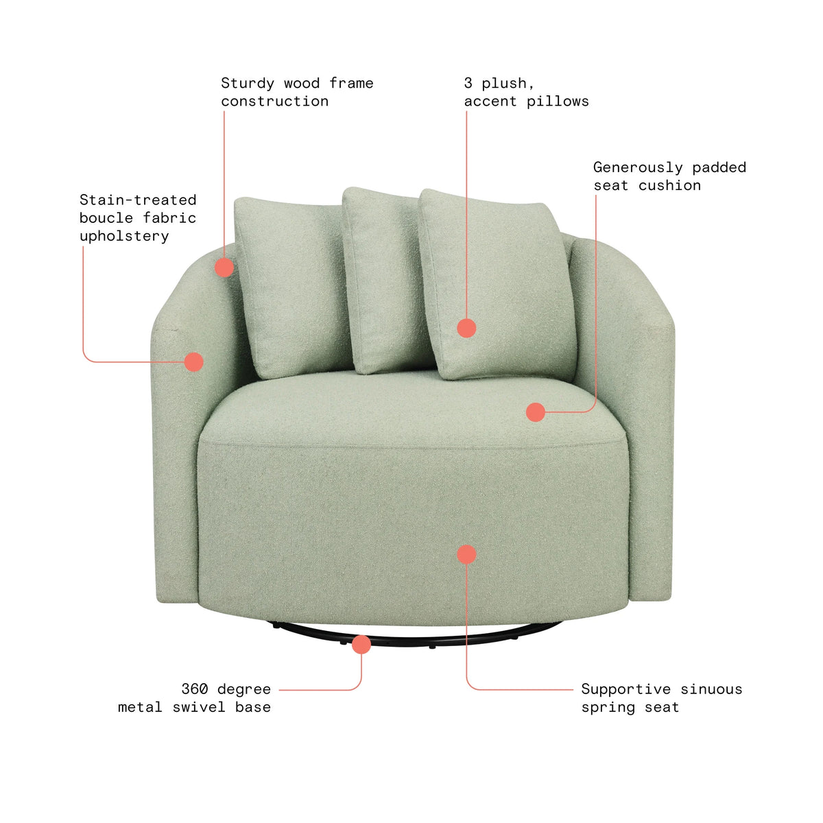 Beautiful Drew Accent Chair by Drew Barrymore, Cream Boucle