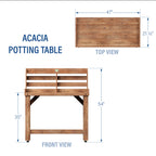 Backyard Discovery 47" Acacia Wood Garden Potting Bench & Serving Bar, Storage Shelf