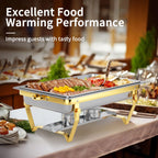 Chafing Dish Buffet Set 4 Pack: TINANA 8QT Stainless Steel Chafing Dishes for Buffet, Chafers and Buffet Warmers Sets for Parties, Events, Wedding, Camping, Dinner-Gold