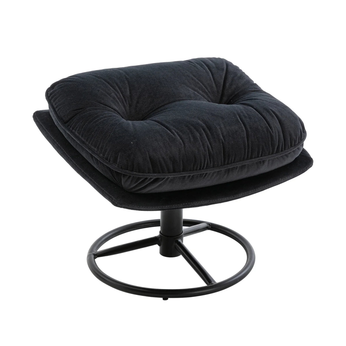 Velvet Swivel Accent Chair with Ottoman, Modern Chaise Lounge Chair with Metal Frame and Footstool, Comfy Armchair Reading Chair for Living Room Bedroom Office,Blue