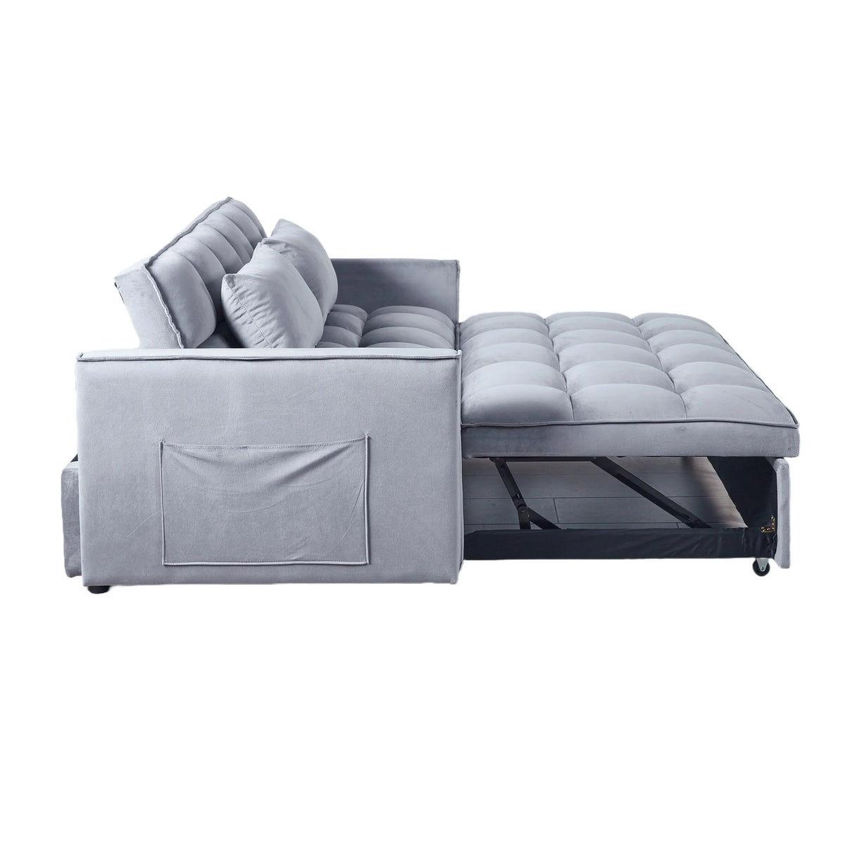 Gewnee 55'' Modern Convertible Velvet Sofa Bed with Pull-Out Twin Bed, Adjustable Backrest for Living Room, Office (Dark Gray)