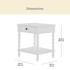Pioneer Woman Harper Spindle Nightstand with USB Charging Ports, Adults and Teens, White Finish