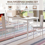 5 Piece Dining Room Table Set, Modern Dining Table Sets with Gray Velvet Upholstered Chairs for 4, Faux Marble Pattern Rectangle Kitchen Table Set for Bar Living Room Breakfast Nook Small Space