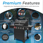 Kenmore BBQ Propane Gas Grill - 5 Burners with Side Burner & Searing Zone, 644 Sq. In. Stainless Steel Grill, 66,000 BTU, Ideal for Outdoor Cooking, Patio & Backyard, Black