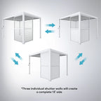 Mirador 10'x10' 111S Outdoor Pergola Accessories-Aluminum Fixed Shutter Wall, Dark Gray