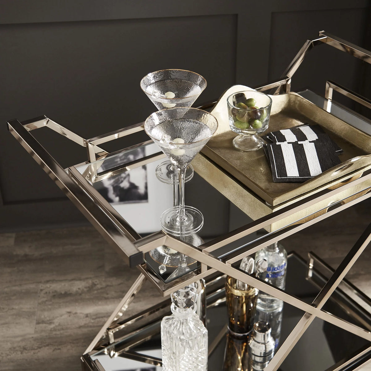 Weston Home Grosseto Champagne Gold Bar Cart