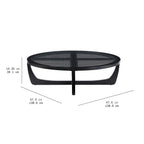 Beautiful by Drew Barrymore Round Rattan and Glass Top Coffee Table, Black