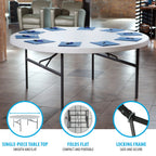 Lifetime 72-Inch Round Table. White Granite - 12 Pk (Commercial) - 82673