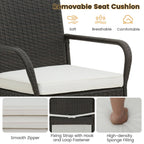 Gymax Set of 2 Wicker Bar Stools Set Outdoor High Back Bar Counter Chairs w/ Cushions