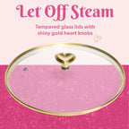 Paris Hilton 10-Piece Ceramic Nonstick Cast Aluminum Cookware Set, Clean Ceramic? Coating, Faceted Pink Design