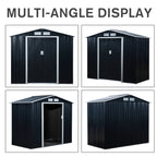 Outsunny 7' x 4' Metal Storage Shed Organizer, Garden Tool House with 4 Vents and 2 Sliding Doors for Backyard, Patio, Garage, Lawn, Dark Gray