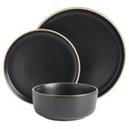 Gibson Home Zuma 18 Piece Dinnerware Set - Black