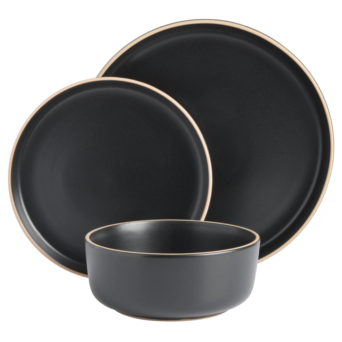 Gibson Home Zuma 18 Piece Dinnerware Set - Black