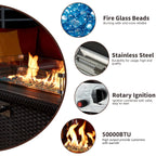 HOMREST Propane Fire Pit Table, 44 Inch 50,000 BTU Auto-Ignition Gas Fire Pit Table Rectangular /w Glass Wind Guard, Wood Plastic Composites Tabletop, CSA Certification Firepit for Outdoor Patio Lawn