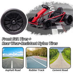 Kojooin Go Kart for Kids,24V Battery 300WX2 Motors Pedal On Foot Go Cart,8MPH High Speed Drifting Car with Slow Start Function,Rose red