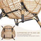 RADIATA 440 lbs Outdoor Egg Chair with Foot Rest & Ottoman, Wicker Patio Egg Chair for Indoor or Garden,Beige