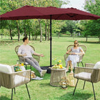 Topeakmart 13ft Patio Parasol Canopy with Crank, Tan