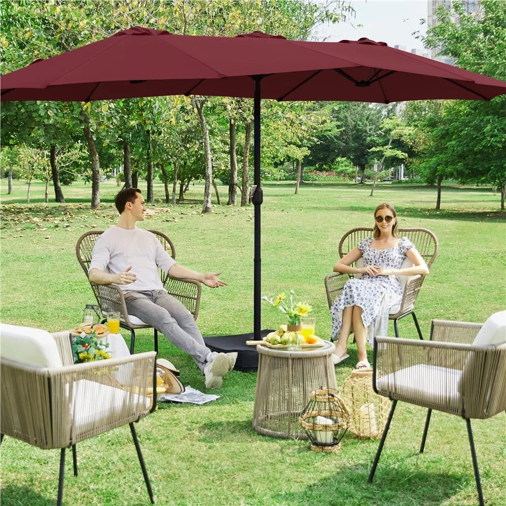 Topeakmart 13ft Patio Parasol Canopy with Crank, Tan