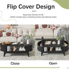 Fluted Coffee Table with Storage, Modern Coffee Tables, Wood Accent Center Table