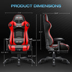 JONPONY Big and Tall 500LBS Gaming Chair, Ergonomic Design, Gamer Chair PU Leather with Footrest and Lumbar Support, High Back Office Chair Support 8 Hours Long Sitting,Red Computer Chair,Red