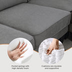 Harper & Bright Designs Modular Sectional Sofa with Ottoman Couch L Shape Corner Sofa Sets 7 Seats Fabric Couch for Living Room, Black, 112 * 87 inch