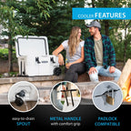 Lifetime 55 qt Bear-Resistant Camping Cooler Wheeled, Premium High Performance, Ice Retention, Hard Cooler, 60 Can Capacity, White (91072)