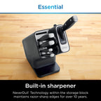 Ninja NeverDull 14-Piece Stainless Steel Essential Knife System with Built-in Sharpener, K12014 Black/Gray