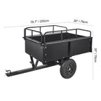 KFFKFF Dump Trailer Tow Behind Dump Cart 15 Cu. Ft. 750 lbs Heavy Duty ATV Trailer Steel Dump Cart, Steel Construction Garden Utility Trailer with Removable Sides