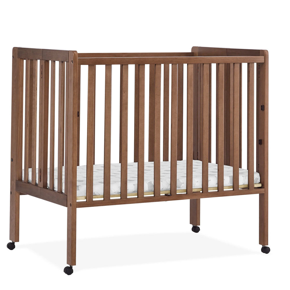 Delta Children Lee Portable Folding Mini Crib with 1.5-Inch Mattress - Greenguard Gold Certified, Bianca White