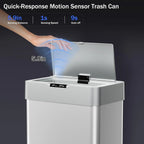 LAZY BUDDY 60 Liter / 16 Gallon Stainless Steel Motion Sensor Trash Can for Kitchen, Bathroom, Rectangular
