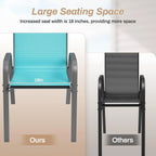 Pirecart Set of 4 Patio Dining Chairs, Textilene Outdoor Stacking Chairs for Poolside, Backyard, Garden