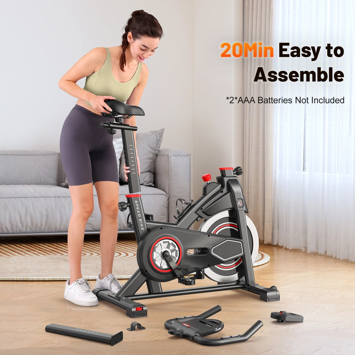 Exercise Bike Indoor Stationary Cycling Bike with 300lbs Weight Capacity,100% Resistance Adjustment Range, Heavy Flywheel, Comfortable Seat Cushion & LCD Monitor