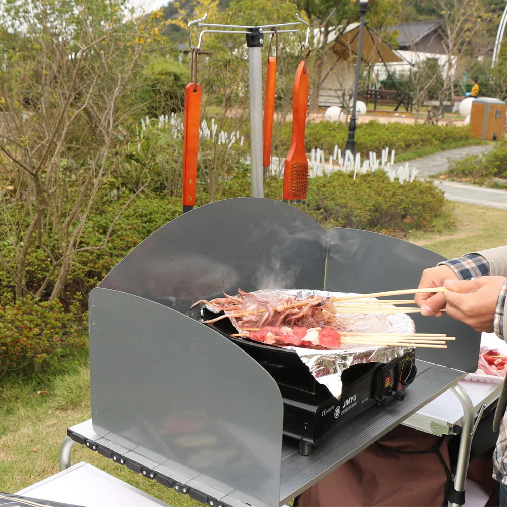 Folding Cooking Table Outdoor Portable Cook Station Aluminum Camping Kitchen with Storage Organizer,Silver