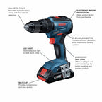 Restored Premium Bosch GXL18V-497B23-RT 18V Brushless Lithium-Ion Cordless 4-Tool Combo Kit with (1) 4 Ah and (1) 2 Ah Batteries (Refurbished)