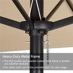 Topeakmart 13ft Patio Parasol Canopy with Crank, Tan