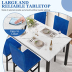 5 Piece Dining Room Table Set, Modern Dining Table Sets with Gray Velvet Upholstered Chairs for 4, Faux Marble Pattern Rectangle Kitchen Table Set for Bar Living Room Breakfast Nook Small Space