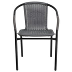 Emma + Oliver Indoor/Outdoor Stacking Rattan Restaurant Patio Chairs, Set of 2, Gray