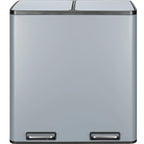 Arlopu 60 L/16 gal Dual Trash Can, Stainless Steel Garbage Can for Kitchen, Recycle Bin with Lid