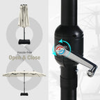 Summit Living 15 FT Double-Sided Solar Patio Umbrella with Base Large Outdoor Umbrella with LED Solar Lights - Haze Blue