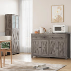 Homfa 55.1'' W Farmhouse Storage Cabinet, 4-Doors 2-Drawers Wood Sideboard with Adjustable Shelves for Kitchen Dining Room, White