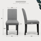 Furmax, Set of 4 Upholstered Dining Chairs with Wooden Legs, Fabric, Gray