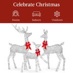 Best Choice Products 6.5ft 3-Piece Lighted Christmas Deer Set Outdoor Yard Decoration w/ 385 LED Lights, Stakes - Gold