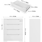 Homfa 4 Large Drawers Dresser, Modern Wood Chest of Drawers for Bedroom Hallway Living Room, White