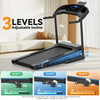 Treadmill with 8% Incline, 3.0 HP Foldable Compact Treadmill with Sit-up Function, 300 lbs Walking Running Treadmill with LCD Display for Exercise, 12 Programs