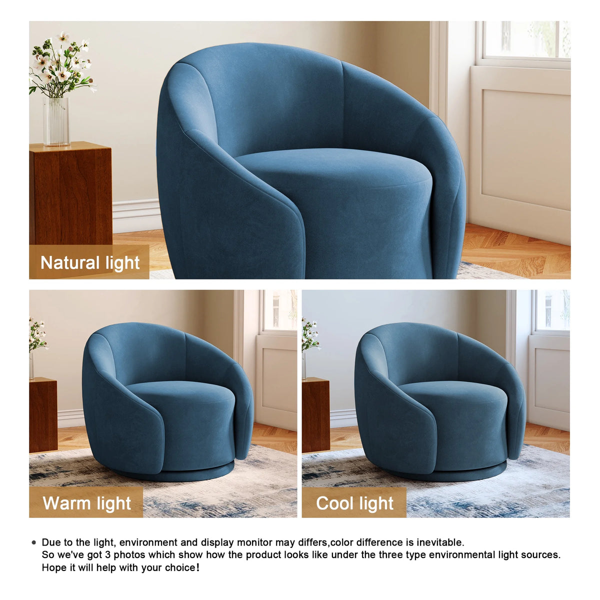 360�� Swivel Accent Chair for Living Room, Boucle Barrel Armchair Single Sofa Chair Reading Chair, Sage Green