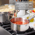 T-fal Cook & Strain Stainless Steel Cookware Set, 14 piece Set