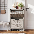 VEANERWOOD Shoes Storage Cabinet With Doors, Farmhouse Shoe Cabinet With 2 Flip Drawers For Entryway,Gray
