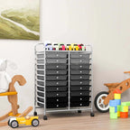Costway 20 Drawer Rolling Storage Cart Tools Scrapbook Paper Office School Organizer Yellow