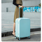 20" Expandable Luggage with Spinner Wheels+UBS+Cup Holder+Side Hooks ,ABS+PC,Multifunctional Suitcases with Wheels(BLUE)